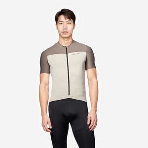 Men's short-sleeved road cycling suits-Beige and brown color combination EDR Endurance Series